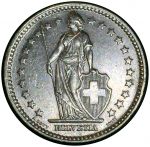Швейцария 1944 г. B (Берн) • KM# 21 • 2 франка • серебро • регулярный выпуск • BU-
