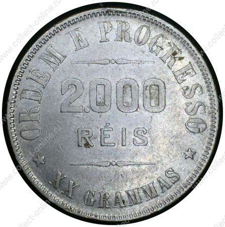 Бразилия 1907 г. • KM# 508 • 2000 рейс • "Свобода" • серебро • регулярный выпуск • XF
