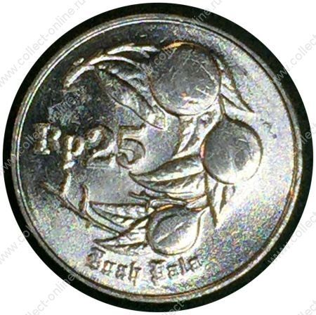 Индонезия 1994 г. • KM# 55 • 25 рупий • герб Индонезии • мускатные орехи • регулярный выпуск • BU