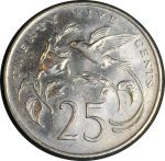 Ямайка 1984 г. • KM# 49 • 25 центов • колибри • герб • регулярный выпуск • MS BU-
