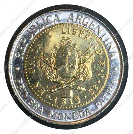 Аргентина 2016 г. • KM# 112.1 • 1 песо • герб страны • регулярный выпуск • MS BU