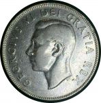 Канада 1951 г. • KM# 45 • 50 центов • Георг VI • серебро • регулярный выпуск • XF+