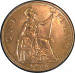 Великобритания 1936 г. • KM# 838 • 1 пенни • Георг V • регулярный выпуск • AU+ ( кат. - $20+ )