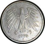 Германия • ФРГ 1975 г. F (Штутгарт) • KM# 140.1 • 5 марок • регулярный выпуск • AU