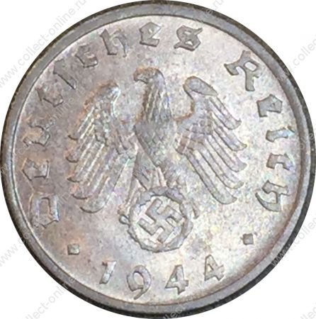 Германия • 3-й рейх 1944 г. B (Вена) • KM# 97 • 1 рейхспфенниг • орел на венке • регулярный выпуск • MS BU