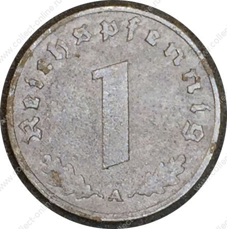 Германия • 3-й рейх 1940 г. A (Берлин) • KM# 97 • 1 рейхспфенниг • орел на венке • регулярный выпуск • XF