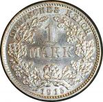 Германия 1915 г. D(Мюнхен) • KM# 14 • 1 марка • Имперский орел • регулярный выпуск • MS BU ( кат. - $30 )