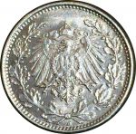 Германия 1919 г. D(Мюнхен) • KM# 17 • ½ марки • Имперский орел • регулярный выпуск • MS BU ( кат. - $60 )