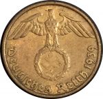 Германия • 3-й рейх 1939 г. B (Вена) • KM# 91 • 5 рейхспфеннигов • орел на венке • регулярный выпуск • XF-AU