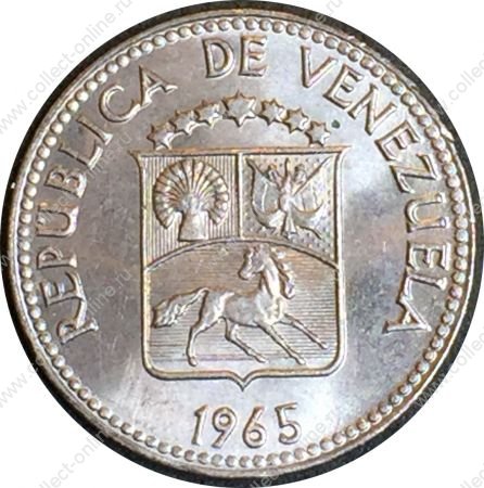 Венесуэла 1965 г. • KM# 38.2 • 5 сентимо • герб Республики • регулярный выпуск • MS BU Люкс!!