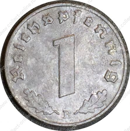 Германия 1943 г. B (Вена) • KM# 97 • 1 рейхспфенниг • орел на венке • регулярный выпуск • XF-AU