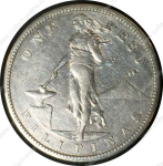 Филиппины 1909 г. S • KM# 172 • 1 песо • американский орел на щите • серебро • регулярный выпуск • AU ( кат. - $125 )