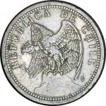 Чили 1933 г. • KM# 176.1 • 1 песо • Кондор на скале • регулярный выпуск(год-тип) • XF+