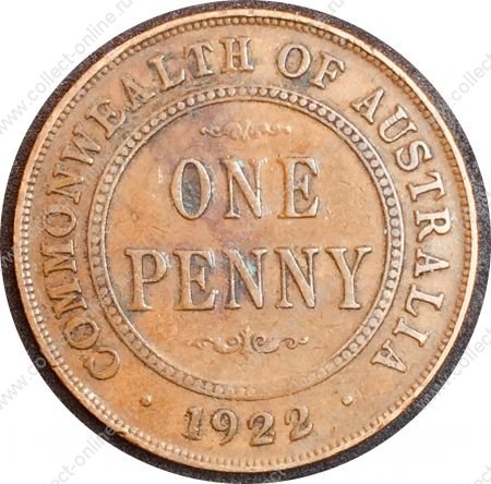 Австралия 1922 г. • KM# 23 • 1 пенни • Георг V • регулярный выпуск • VF ( кат.- $6 )