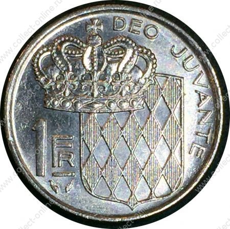 Монако 1978 г. KM# 140 • 1 франк • Ренье III • герб княжества • регулярный выпуск • BU