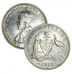 Австралия 1915 г. H • KM# 26 • 1 шиллинг • Георг V • серебро • регулярный выпуск • XF ( кат.- $900 ) ®®