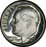 США 1976 г. S • KM# 195a • дайм(10 центов) • Ф. Д. Рузвельт • регулярный выпуск • MS BU пруф!