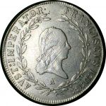 Австрия 1815 г. A • KM# 2142 • 20 крейцеров • Император Франц II • серебро • регулярный выпуск • AU