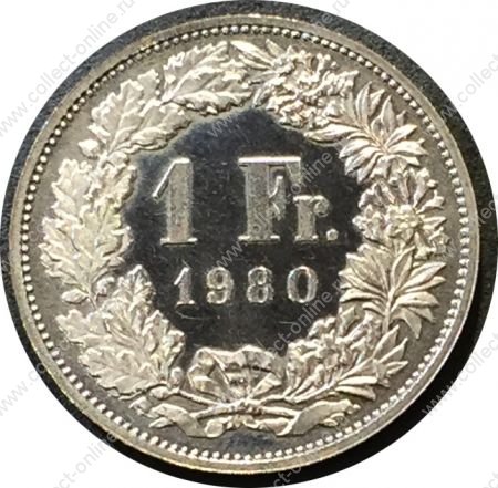 Швейцария 1980 г. • KM# 24a.1 • 1 франк • регулярный выпуск • MS BU пруф!