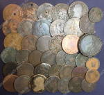 40 старинных(XVIII-XIX век) иностранных монет • НЕ в сохране (325 гр.)
