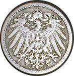 Германия 1894 г. A (Берлин) • KM# 11 • 5 пфеннигов • регулярный выпуск • VF