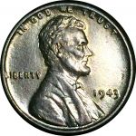 США 1943 г. • KM# 132a • 1 цент • "военный" • Авраам Линкольн • регулярный выпуск • MS BU