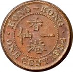 Гонконг 1934 г. KM# 17 • 1 цент • Георг V • регулярный выпуск • F-VF