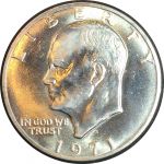 США 1971 г. S • KM# 203a • 1 доллар • президент Дуайт Эйзенхауэр • орел на луне • серебро • регулярный выпуск(запайка) • MS BU Люкс!!