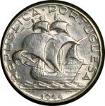 Португалия 1944 г. • KM# 580 • 2 ½ эскудо • каравелла Колумба • серебро • регулярный выпуск • BU-