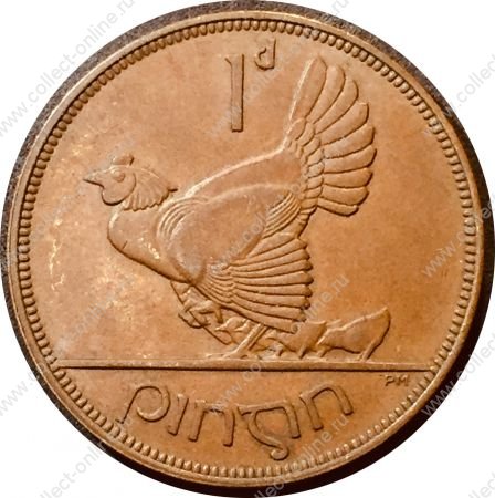 Ирландия 1935 г. • KM# 3 • 1 пенни • арфа • курица • регулярный выпуск • AU ( кат. - $20 )