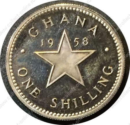 Гана 1958 г. • KM# 5 • 1 шиллинг • Кваме Нкрума • регулярный выпуск • MS BU пруф!