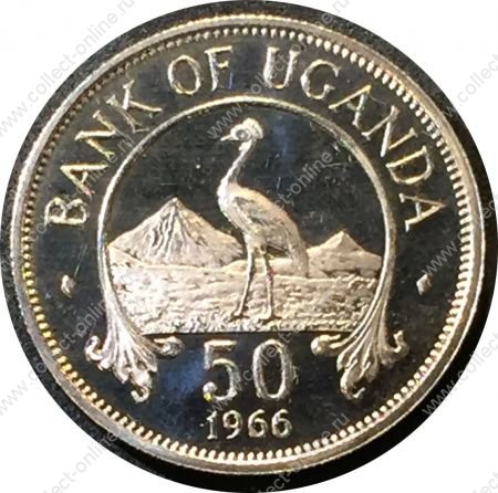 Уганда 1966 г. • KM# 4 • 50 центов • цапли • регулярный выпуск • MS BU пруф!