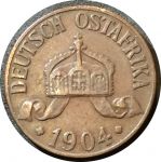 Германская Восточная Африка 1905 г. J • KM# 7 • 1 геллер • корона • регулярный выпуск • XF-AU ( кат. - $15 )