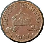 Германская Восточная Африка 1904 г. J • KM# 7 • 1 геллер • корона • регулярный выпуск • XF-AU ( кат. - $20 )