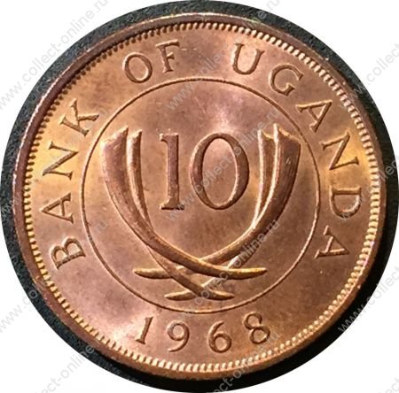 Уганда 1966 г. • KM# 2 • 10 центов • регулярный выпуск • MS BU Люкс!!