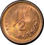Родезия 1975 г. • KM# 9 • ½ цента • герб • регулярный выпуск • MS BU Люкс!!