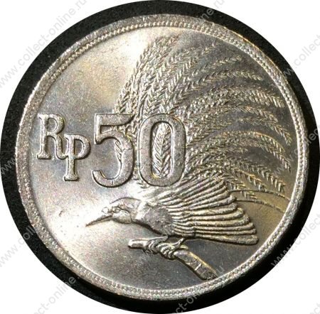 Индонезия 1971 г. • KM# 35 • 50 рупий • райская птица • регулярный выпуск • MS BU