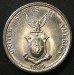 Филиппины 1944 г. S • KM# 183 • 50 сентаво • герб страны • серебро • регулярный выпуск • MS BU