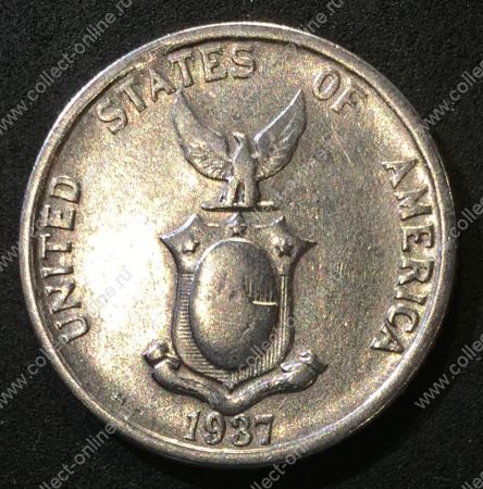 Филиппины 1937 г. M • KM# 182 • 20 сентаво • герб страны • регулярный выпуск • XF-