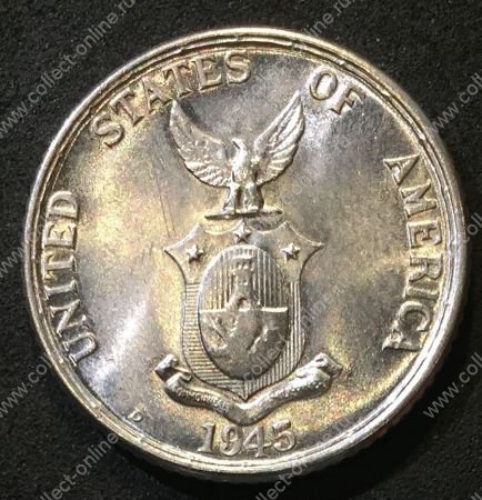 Филиппины 1945 г. D • KM# 182 • 20 сентаво • герб страны • регулярный выпуск • MS BU Люкс!