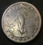 Филиппины 1907 г. S • KM# 172 • 1 песо • американский орел на щите • серебро • регулярный выпуск • F-