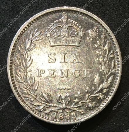 Великобритания 1889 г. • KM# 760 • 6 пенсов • Королева Виктория(юбилейный портрет) • регулярный выпуск • XF