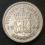 Великобритания 1944 г. • KM# 852 • 6 пенсов • Георг VI • регулярный выпуск • XF-