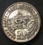 Британская Восточная Африка 1943 г. I • KM# 27 • 50 центов • Георг VI • африканский лев • регулярный выпуск • BU- ( кат.- $30 )