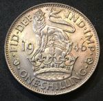 Великобритания 1946 г. • KM# 853 • 1 шиллинг • Георг VI • британский лев • регулярный выпуск • MS BU