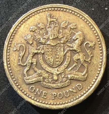 Великобритания 1983 г. • KM# 933 • 1 фунт • герб Великобритании • регулярный выпуск • XF