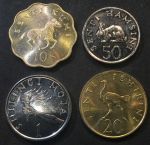 Танзания 1981 - 1992 гг. • KM# 2,11,22,26 • 10,20,50 сенти и 1 шиллинг • комплект 4 монеты • животные Африки • регулярный выпуск • MS BU ( кат.- $13,00 )