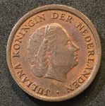 Нидерланды 1964 г. • KM# 180 • 1 цент • королева Юлиана • регулярный выпуск • MS BU ( кат.- $4,00 )