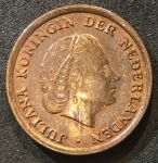 Нидерланды 1958 г. • KM# 180 • 1 цент • королева Юлиана • регулярный выпуск • MS BU ( кат.- $15,00 )