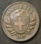 Швейцария 1900 г. B (Берн) KM# 4.2 • 2 раппена • регулярный выпуск • AU+ ( кат.- $30 )